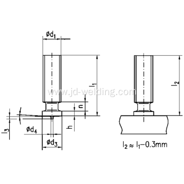 Threaded Aluminium capacitor discharge welding studs,Aluminium EN AW-AlMg 3